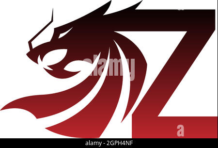 Buchstabe Z-Logo-Symbol mit Drachen-Design-Vektor Stock Vektor