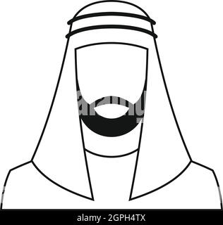 Arabische Mann in traditioneller muslimischer Hut-Symbol Stock Vektor