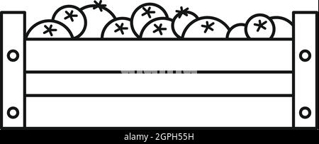 Frisches Gemüse in einer Box-Ikone, Umriss-Stil Stock Vektor