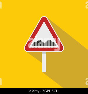 Steiniger Weg Zeichen Symbol, flachen Stil Stock Vektor