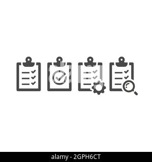 Schwarze Vektorsymbole für Zwischenablage-Checkliste Stock Vektor
