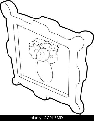 Bild mit Blumen in einer Vase-Symbol Stock Vektor