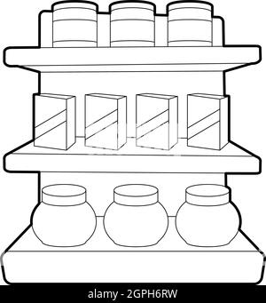 Shop-Regale-Symbol, Umriss-Stil Stock Vektor