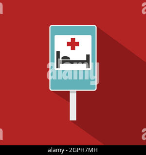 Krankenhaus Verkehrssymbol Zeichen, flachen Stil Stock Vektor