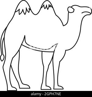 Kamel-Symbol, Umriss-Stil Stock Vektor