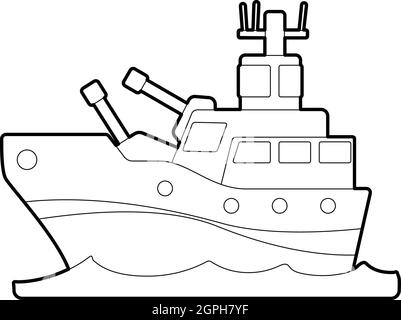 Schlachtschiff-Symbol, Umriss-Stil Stock Vektor