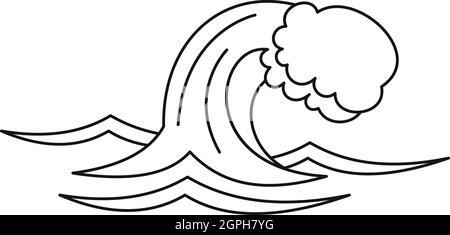 Ozean oder Meer-Wave-Ikone, Umriss-Stil Stock Vektor