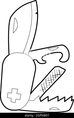 Taschenmesser-Symbol, Umriss-Stil Stock Vektor
