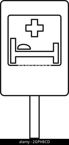 Krankenhaus Straße Zeichen Symbol, Umriss-Stil Stock Vektor