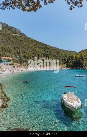 Korcula Insel Pupnatska luka Strand im Sommer, Kroatien Stockfoto