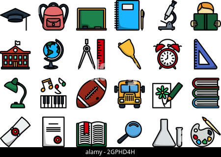 Schule Symbol Gesetzt Stock Vektor
