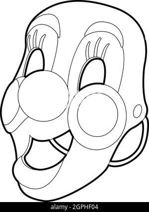 Clown Maskensymbol, Umriss-Stil Stock Vektor