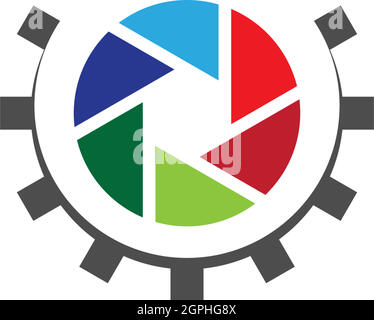 Kamera-Shutter-Logo-Ausrüstung Stock Vektor