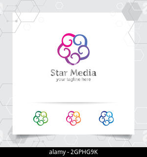 Star Logo Design Konzept der verbundenen Schleife Symbol, abstrakt Stern Vektor-Logo für Finanzen, Buchhaltung und Beratung verwendet. Stock Vektor