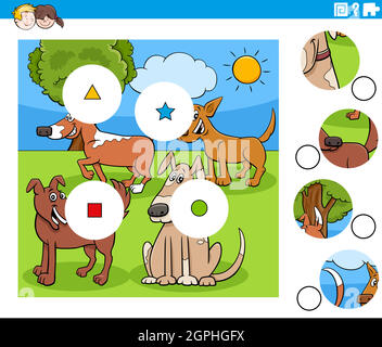 Spiel Stücke Spiel mit Cartoon Hunde Zeichen Stock Vektor