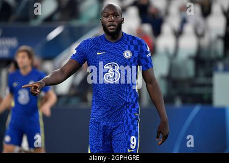 Turin, Italien. September 2021. Romelu Lukaku von Chelsea während des UEFA Champions League-Fußballspiels der Gruppe H zwischen dem FC Juventus und Chelsea im Juventus-Stadion in Turin (Italien), 29. September 2021. Foto Andrea Staccioli/Insidefoto Kredit: Insidefoto srl/Alamy Live News Stockfoto