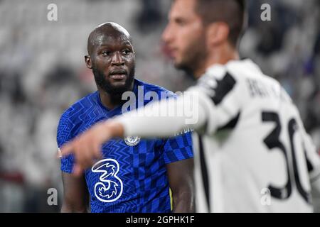 Turin, Italien. September 2021. Romelu Lukaku von Chelsea während des UEFA Champions League-Fußballspiels der Gruppe H zwischen dem FC Juventus und Chelsea im Juventus-Stadion in Turin (Italien), 29. September 2021. Foto Andrea Staccioli/Insidefoto Kredit: Insidefoto srl/Alamy Live News Stockfoto