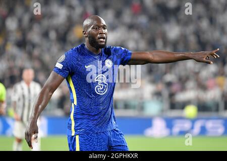 Turin, Italien. September 2021. Romelu Lukaku von Chelsea während des UEFA Champions League-Fußballspiels der Gruppe H zwischen dem FC Juventus und Chelsea im Juventus-Stadion in Turin (Italien), 29. September 2021. Foto Andrea Staccioli/Insidefoto Kredit: Insidefoto srl/Alamy Live News Stockfoto