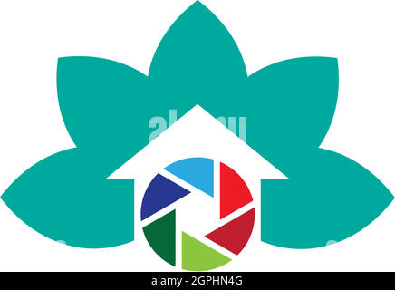 Kamera-Shutter, Logo House Stock Vektor