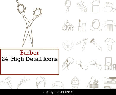 Barber Icon Set Stock Vektor