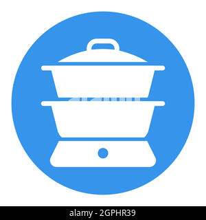 Doppelkessel Vektor weißes Glyphensymbol. Küchengerät Stock Vektor