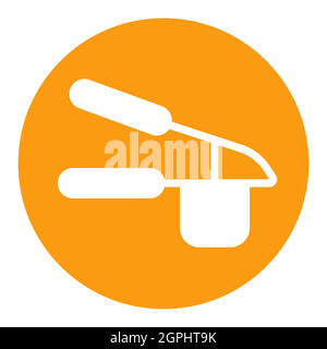 Symbol für weiße Glyphe mit Knoblauchpresse. Küchengerät Stock Vektor