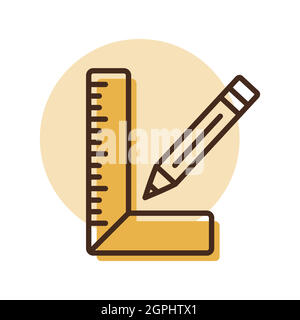 Tischlerquadrat und Bleistift-Vektor-Symbol Stock Vektor