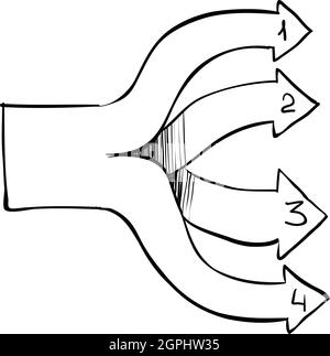 Vier Pfeile Infografiken, Hand gezeichneten Stil Stock Vektor