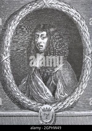 Louis de Bourbon, oder Louis III., Prinz von Condé (1668-1710), war ein Prinz du sang als Mitglied des regierenden Hauses von Bourbon am französischen Hof von Louis XIV. Von Geburt an als Herzog von Bourbon gestylt, folgte er 1709 seinem Vater als Prinz von Condé nach, war jedoch noch unter dem herzoglichen Titel bekannt. Er war weniger als ein Jahr lang Prinz. Stockfoto