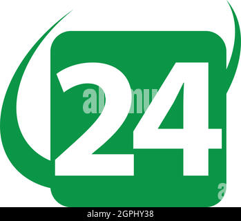 24-Stunden-Zeichen, rund um die Uhr, Symbol, Taste Stock Vektor