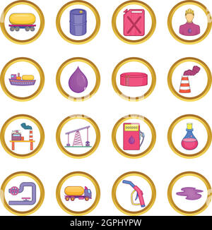 Öl-industrielle Vektor-Set, Cartoon-Stil Stock Vektor