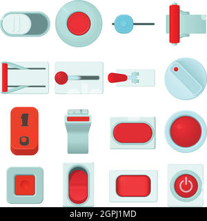 Am Schalter Web Buttons Icons Set, cartoon-Stil Stock Vektor