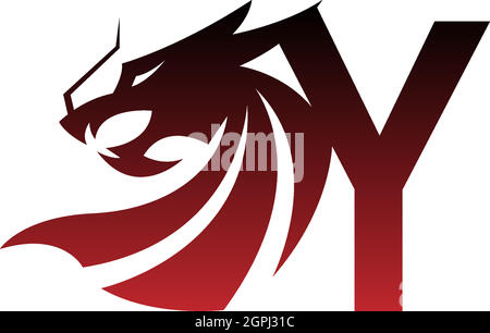 Buchstabe Y-Logo-Symbol mit Drachen-Design-Vektor Stock Vektor