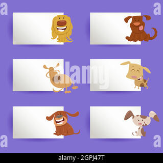 Karten-Design-Set mit Cartoon-Hunde und Welpen Stock Vektor