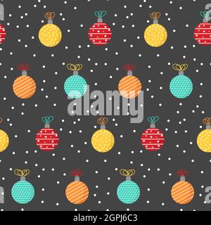 Weihnachten nahtlose Muster bunte Kugeln. Festlicher Hintergrund für das Design der Winterferien. Neujahr Baum Spielzeug wiederholbaren Druck Stock Vektor