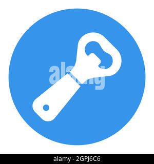 Nahaufnahme des weißen Glyphen-Symbols für Flaschenöffner Stock Vektor