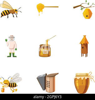 Imkerei Icons Set, Cartoon-Stil Stock Vektor
