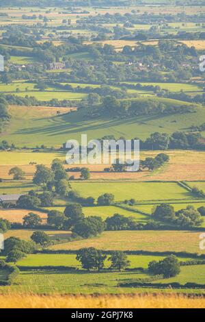 Blick über Ackerland von DeerLEAP auf dem Mendip Hills Somerset Stockfoto