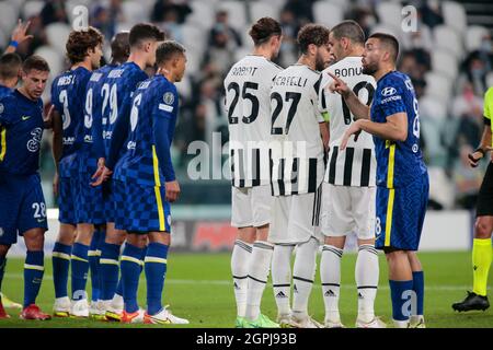 Turin, Italien. 29. Sep, 2021. Während der UEFA Champions League, Gruppe H Fußballspiel zwischen Juventus FC und Chelsea FC am 29. September 2021 im Allianz Stadium in Turin, Italien Quelle: Independent Photo Agency/Alamy Live News Stockfoto