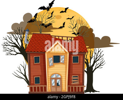 Halloween verlassene Haus isoliert Illustration Stock Vektor