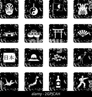 Japan-Symbole-Set, einfachen Stil Stock Vektor