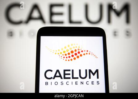 Ukraine. September 2021. In dieser Abbildung ist ein Caelum BioSciences Logo auf einem Smartphone-Bildschirm zu sehen. Kredit: SOPA Images Limited/Alamy Live Nachrichten Stockfoto