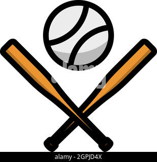 Gekreuzte Baseballbots Und Ball-Symbol Stock Vektor