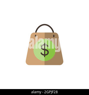Einkaufstasche. Dollarzeichen. Flaches Farbsymbol. Commerce Vektorgrafik Stock Vektor