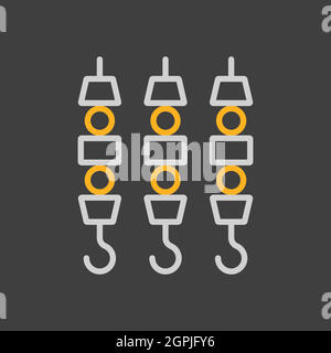 Symbol für gegrilltes Dönerfleisch auf Spieß Stock Vektor