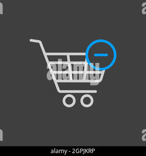 Warenkorb-Symbol mit Minuszeichen Stock Vektor