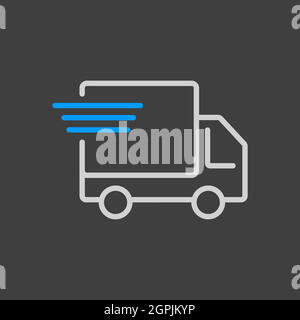 Schneller Versand Lieferung LKW Vektor flach Symbol Stock Vektor