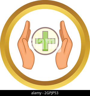 Hände halten Kreuz Vektor-Symbol Stock Vektor