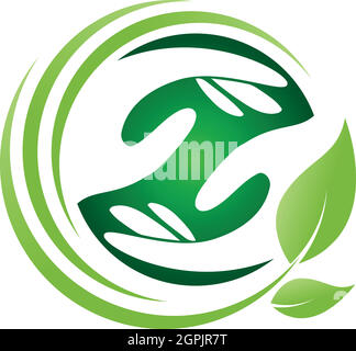 Zwei Hände, Blätter, Physiotherapie, Naturheilkunde, Logo, Hintergrund Stock Vektor