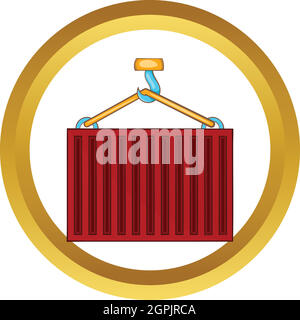 Kran hebt rote Container Vektor icon Stock Vektor